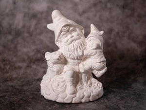 Papa Gnome with child and mouse - Bisque