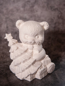 Bear with Xmas Tree and Gifts - Bisque