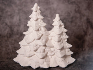 9" Christmas Trees with ornaments - Bisque