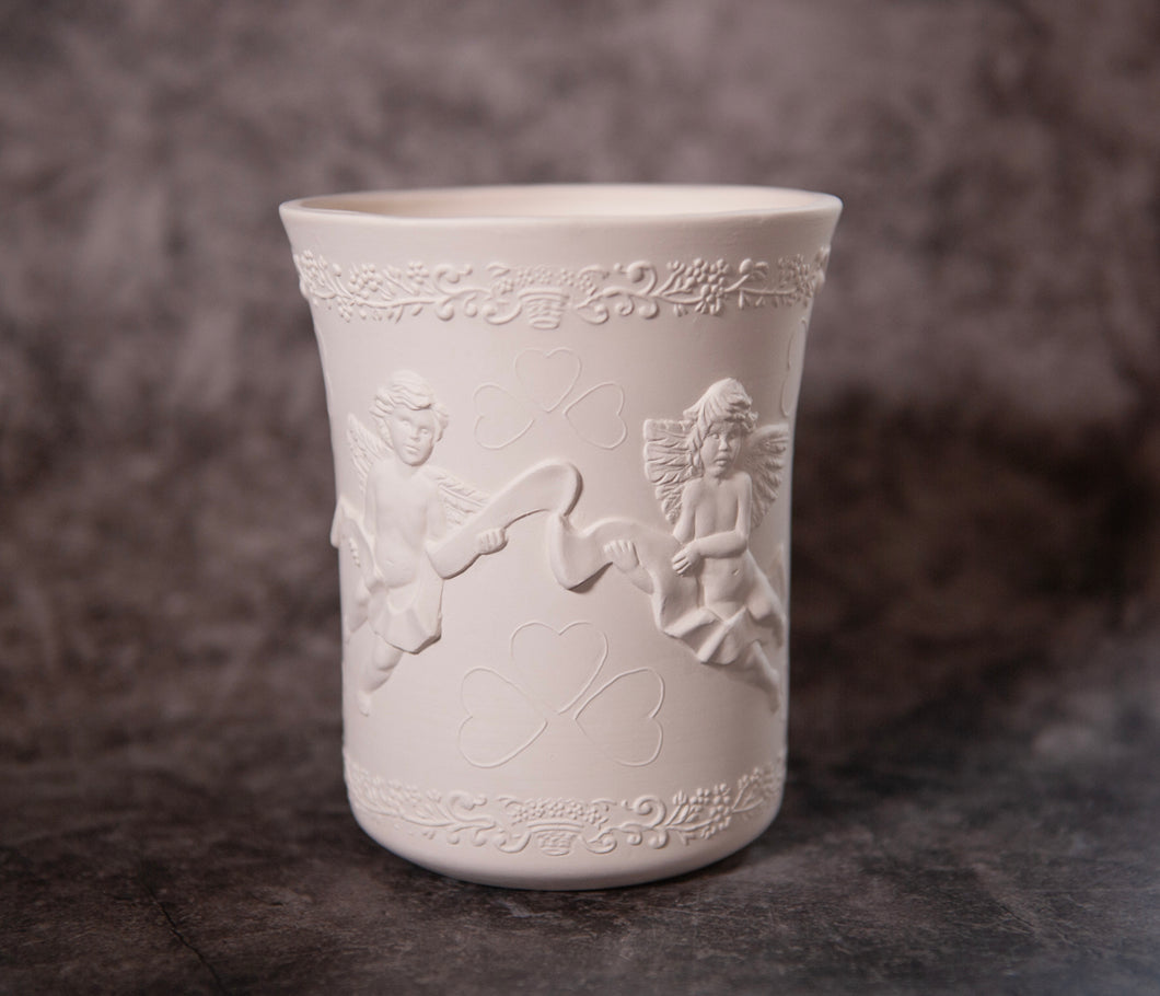 Cherub Pot - Bisque