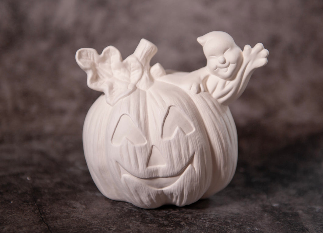 Pumpkin with ghost- Bisque