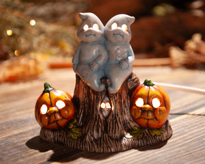 2 Ghosts with Pumpkins
